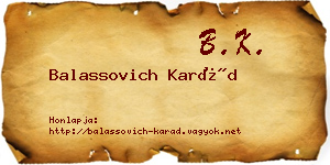 Balassovich Karád névjegykártya